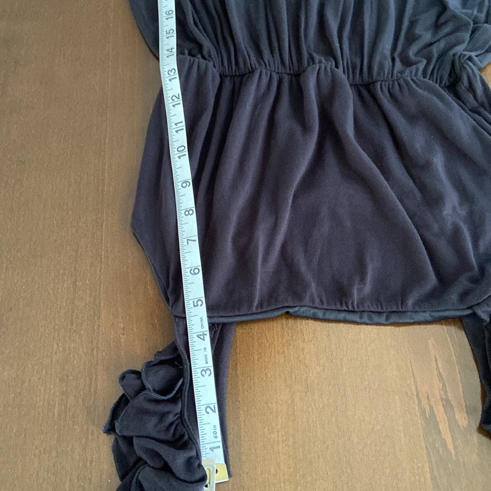 Black maxi tiered summer dress w/ ruffles accenting the shoulder straps, size S - Picture 8 of 9